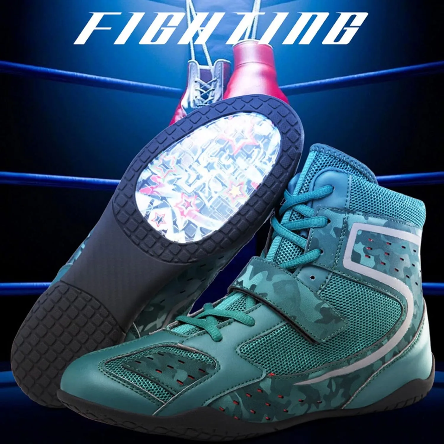 AIRFUL Wrestling Shoes Cross Trainer Breathable Durable Ankle Protection Lightweight Sole for Kids, Boys, Girls, Youth, Teenagers (Color : Green, Size : 10 Women/8.5 Men)