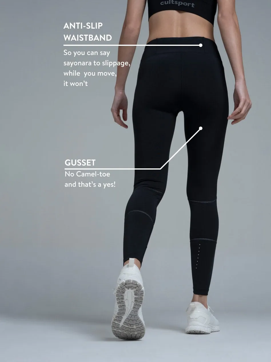 Black Top Shoe Absolute Fit Solid Workout Tights