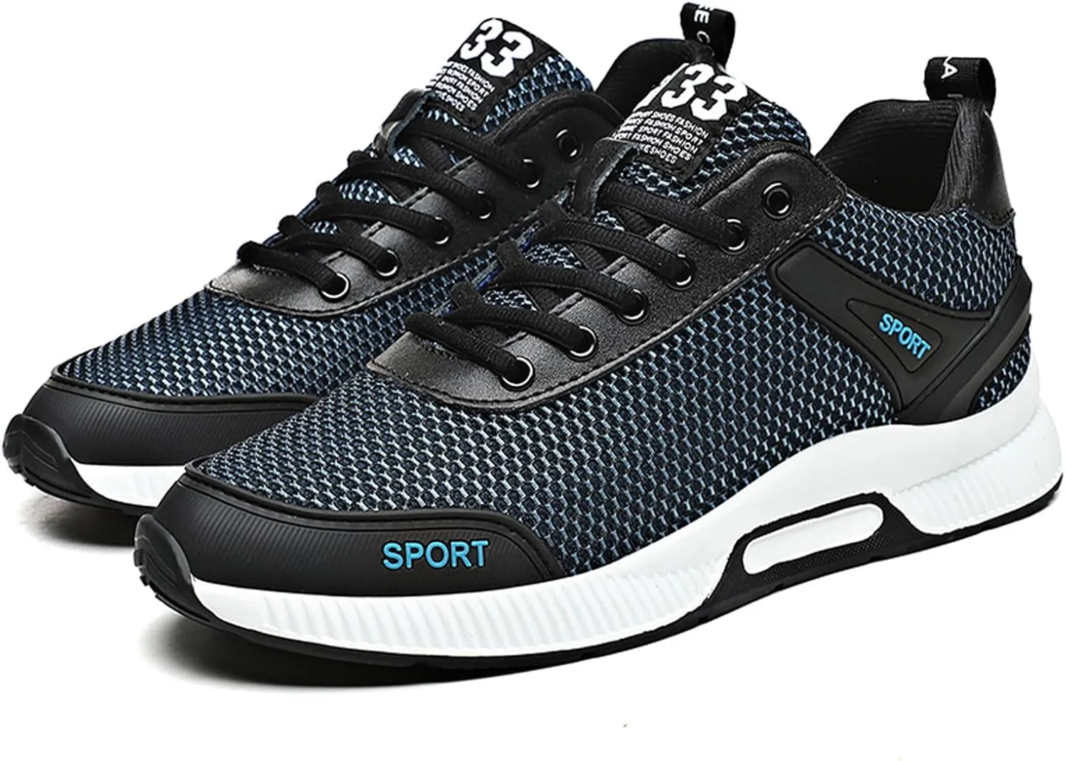 BMINFEE Men's Invisible Height Increasing Elevator Shoes 2.5 Inches Taller Lace-up Breathable mesh Lightweight Hip Hop Fashion Sneakers