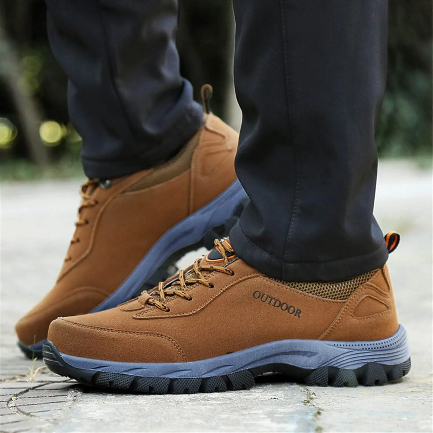 Breathable & Comfortable Sneaker Fashion Summer and Men Hiking Shoes Solid Color Lace Up Flat Bottom Comfortable Non