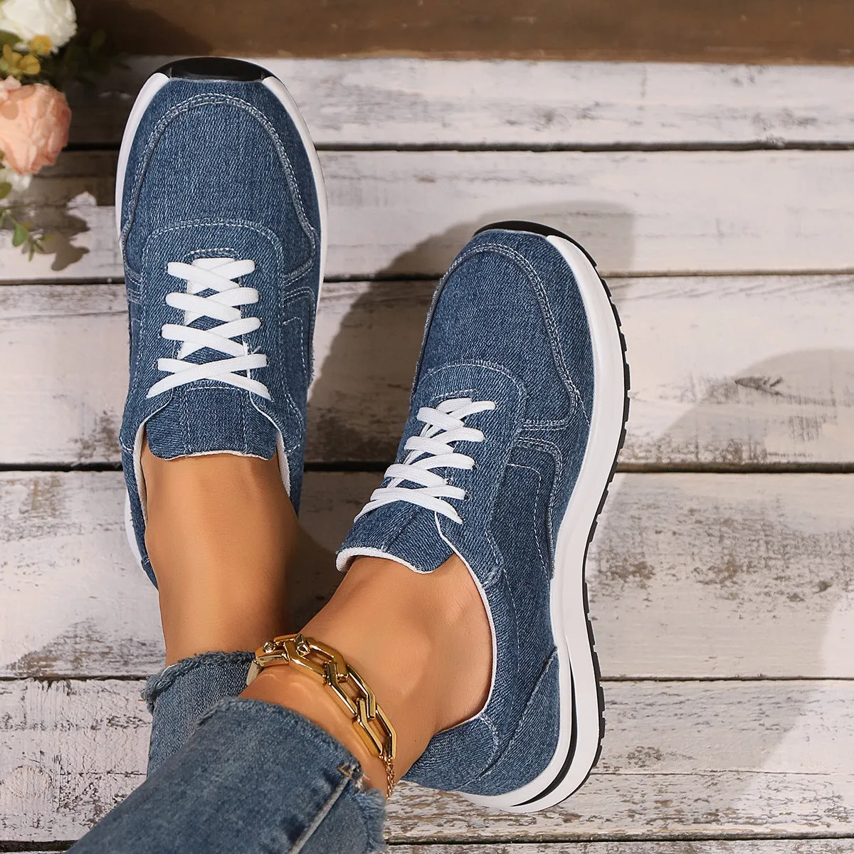 Breathable Platform Height Increasing Sports Casual Shoes For Women