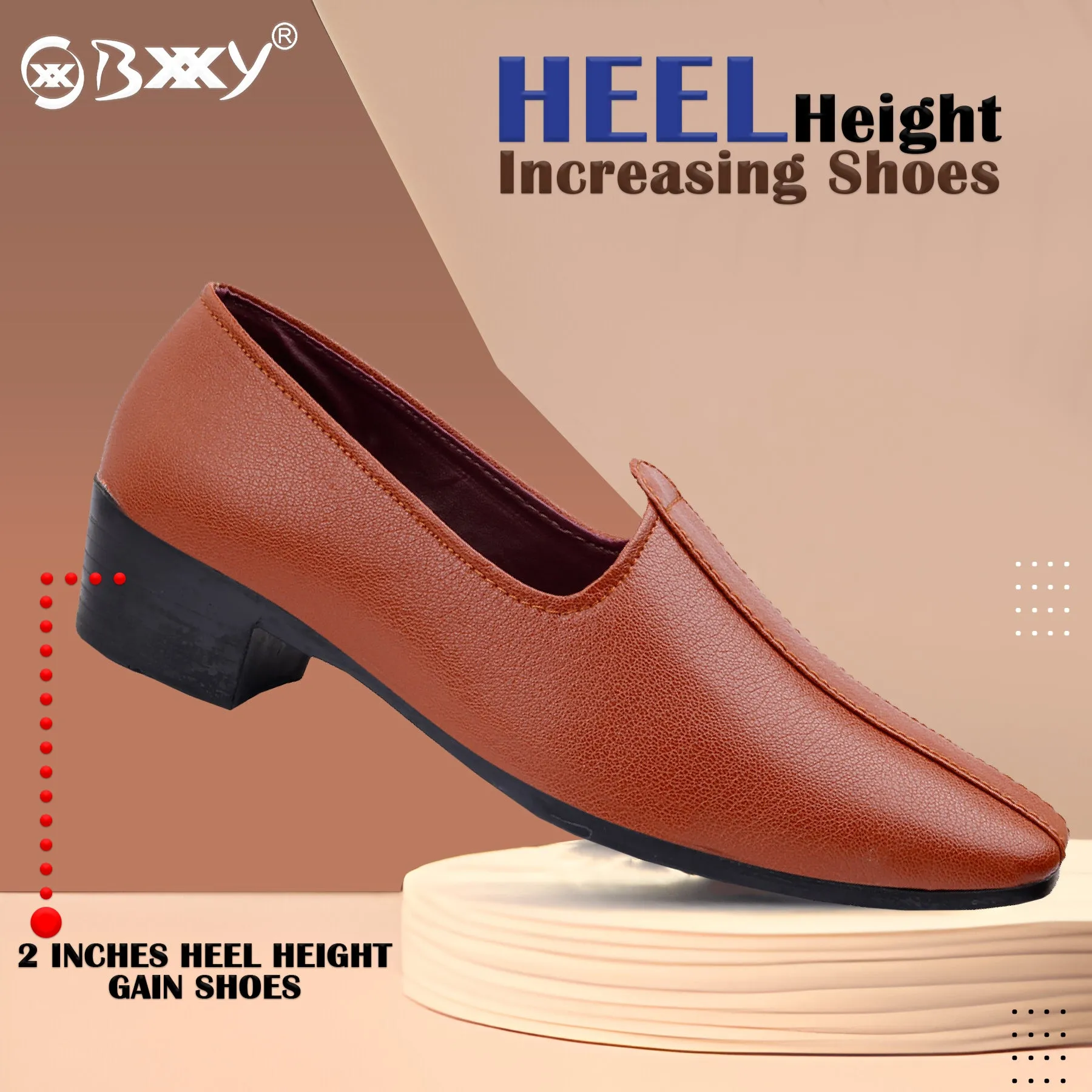 BXXY 2 Inch Height Increasing Men's Traditional Casual Punjabi Jutti