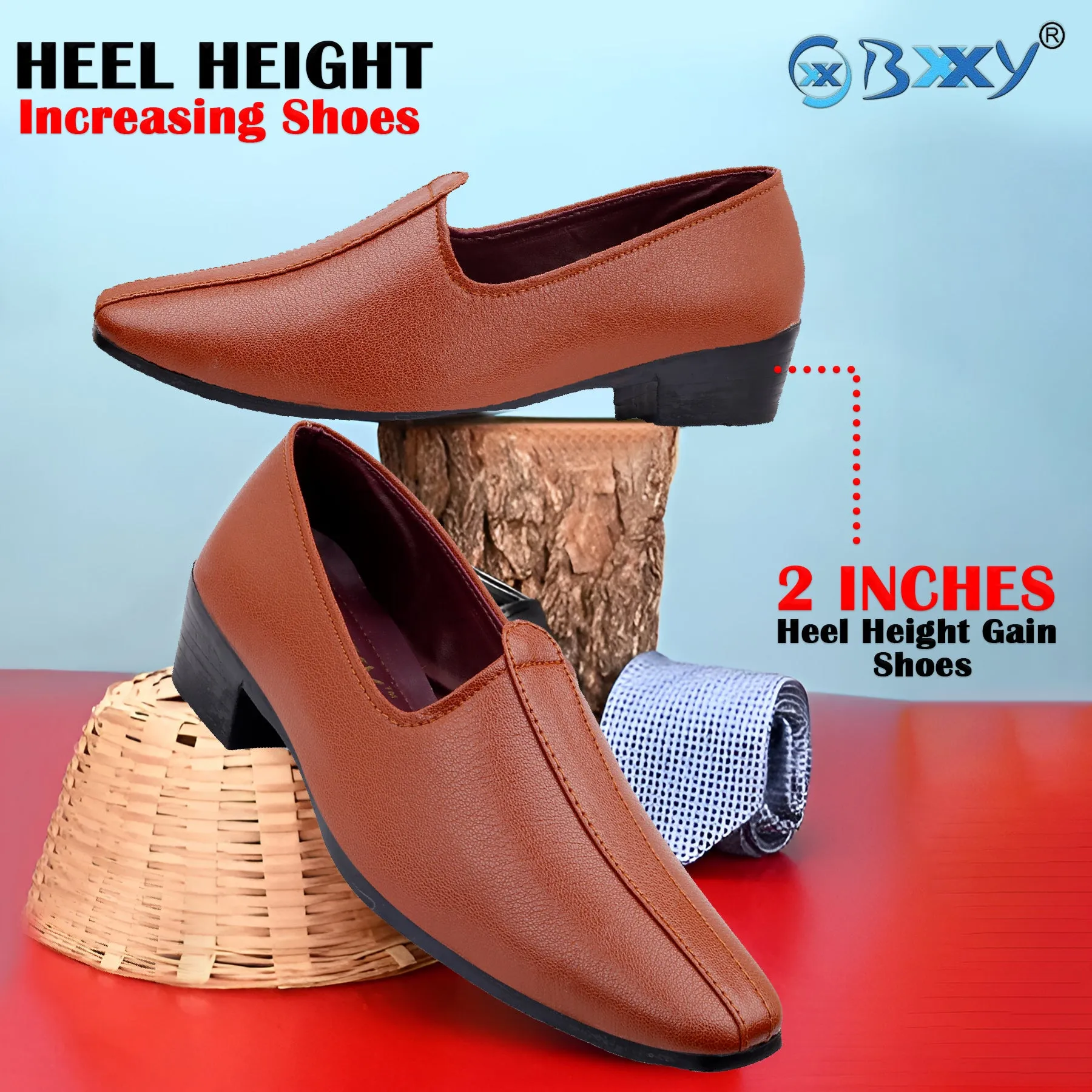 BXXY 2 Inch Height Increasing Men's Traditional Casual Punjabi Jutti