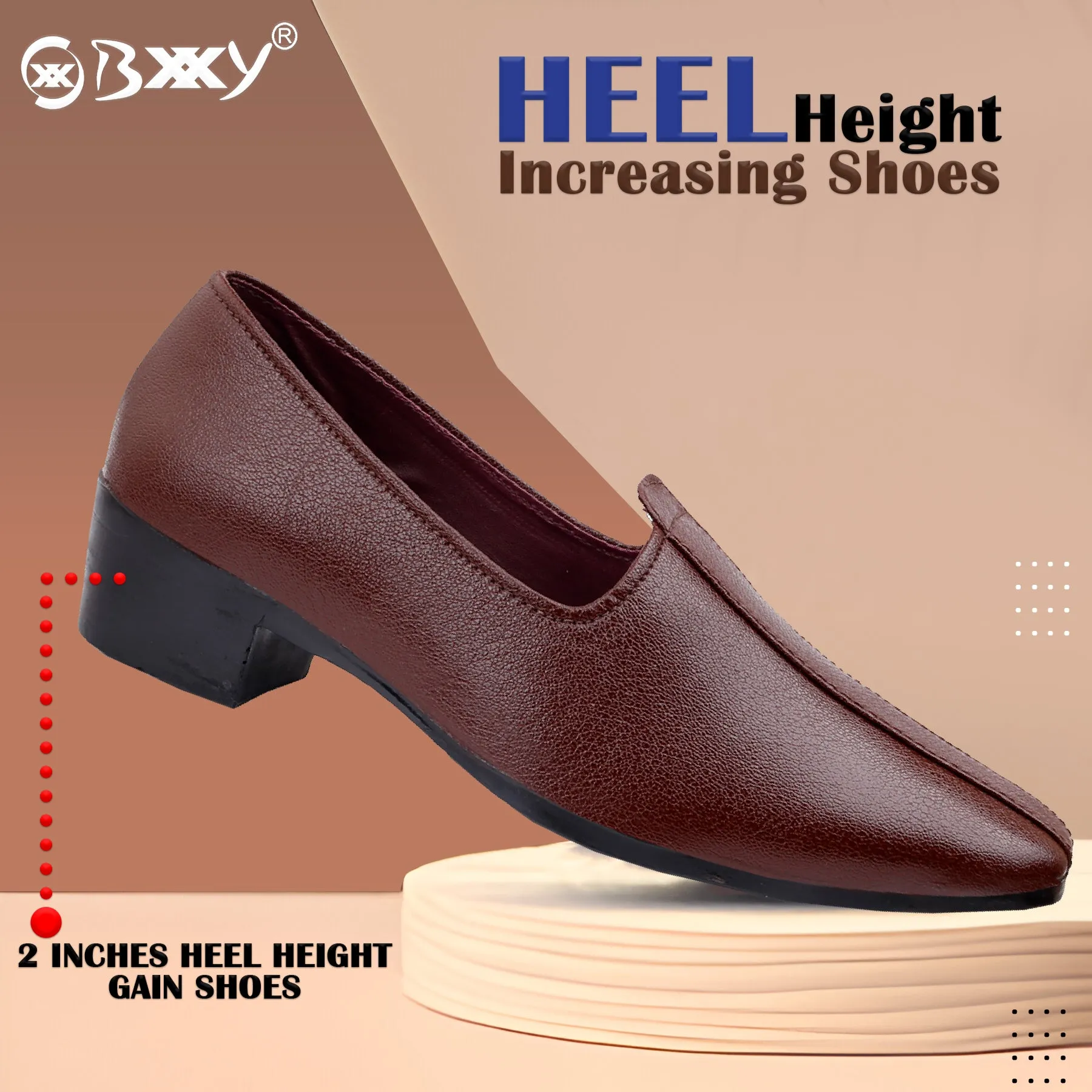 BXXY 2 Inch Height Increasing Men's Traditional Casual Punjabi Jutti
