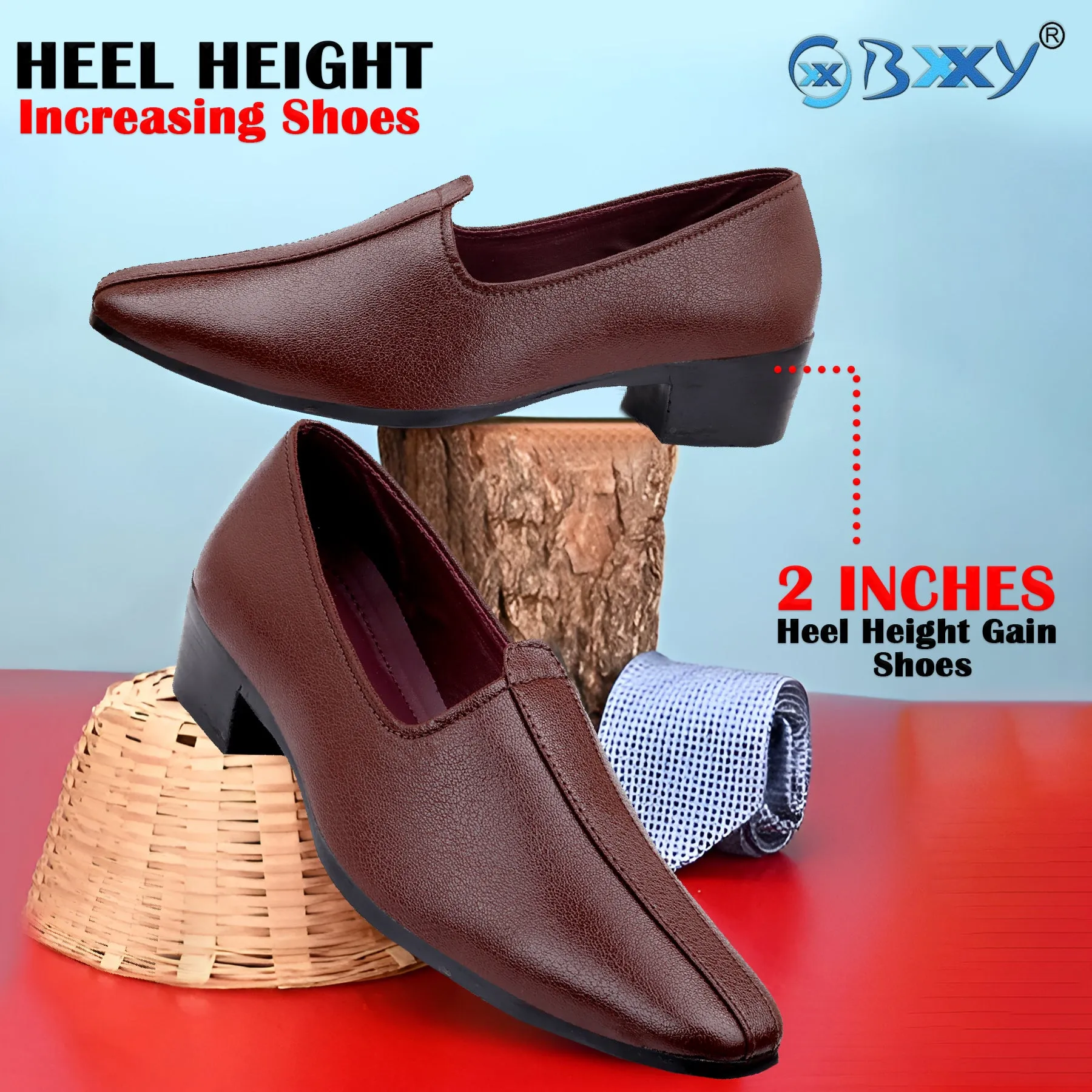 BXXY 2 Inch Height Increasing Men's Traditional Casual Punjabi Jutti