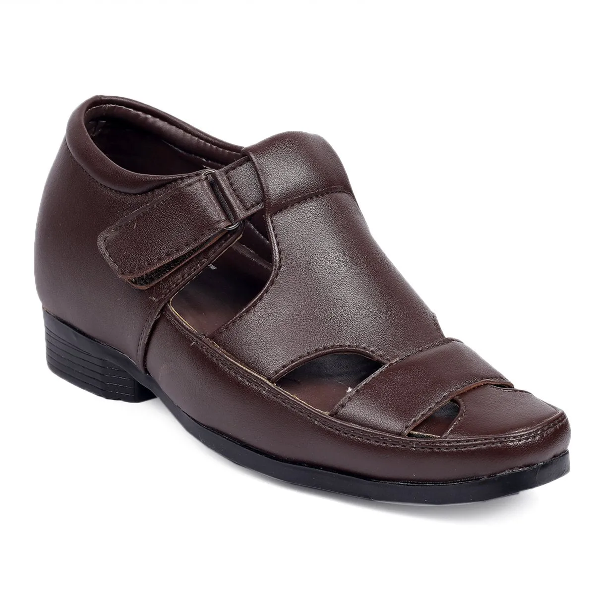 Bxxy's 3 Inch Hidden Height Increasing Elevator Faux Leather Sandals for Men