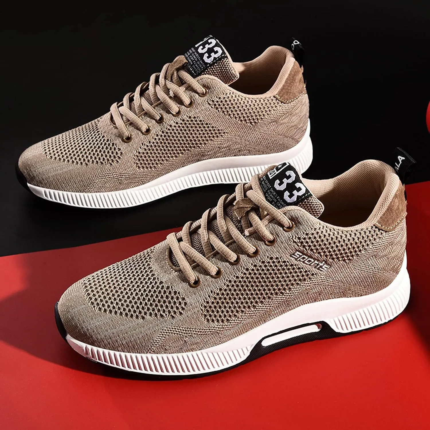 CERYTHRINA Men Elevator Sneakers Invisible Height Increasing Elevator Shoes Sports Shoes 2.36 Inches Breathable Lace up Sneakers