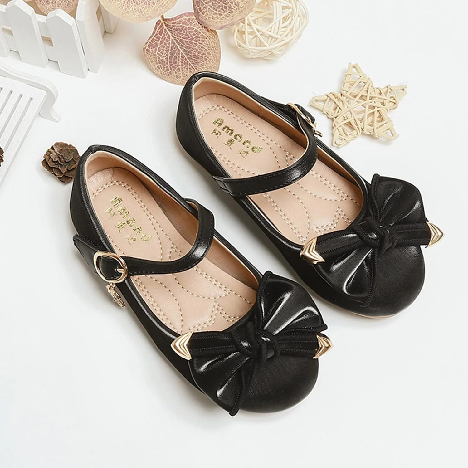 Children Shoes Leather Single Shoes Soft Soled Leather Shoes Bowknot Flower Single Shoes Small Shoes Kids Shoes Size 3