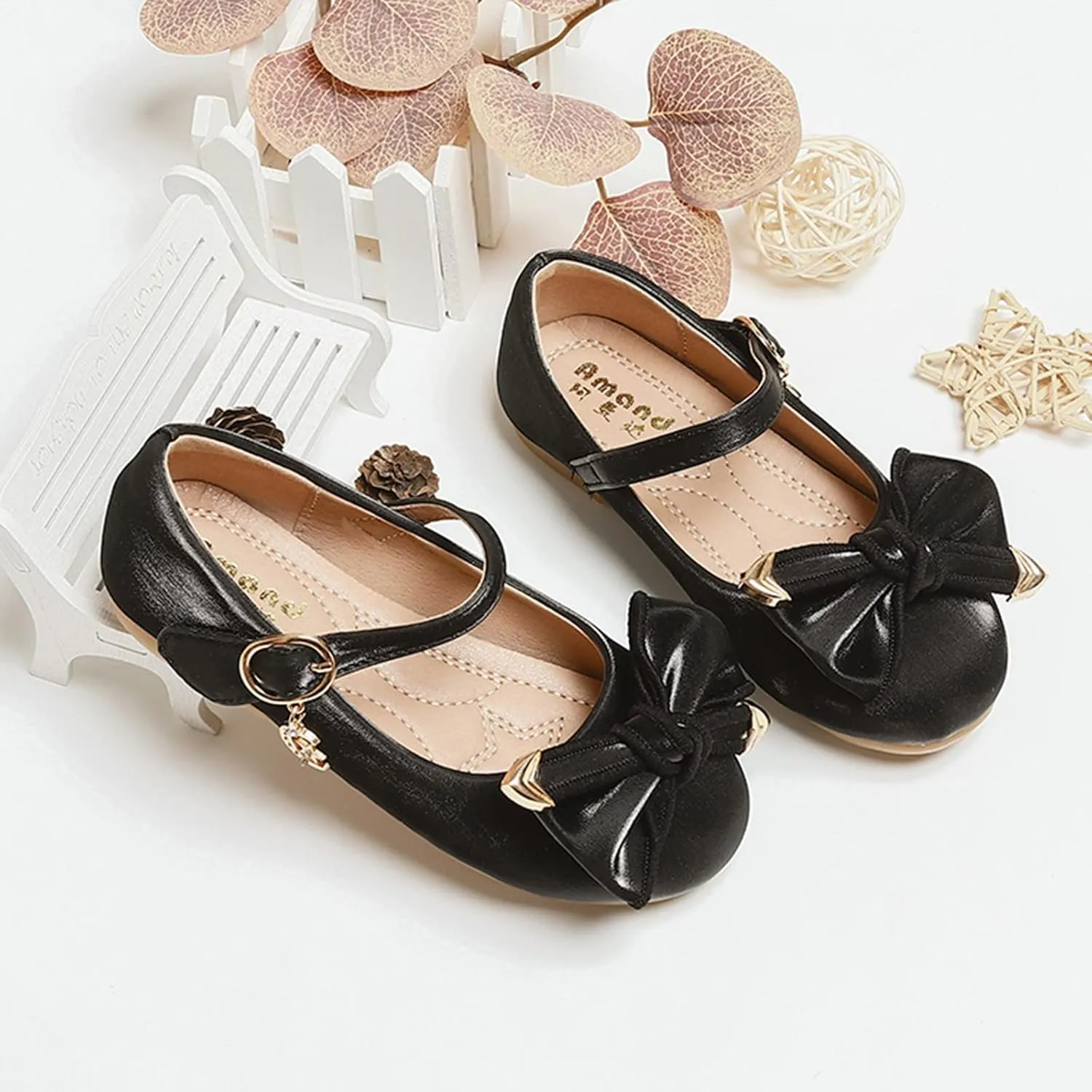 Children Shoes Leather Single Shoes Soft Soled Leather Shoes Bowknot Flower Single Shoes Small Shoes Kids Shoes Size 3