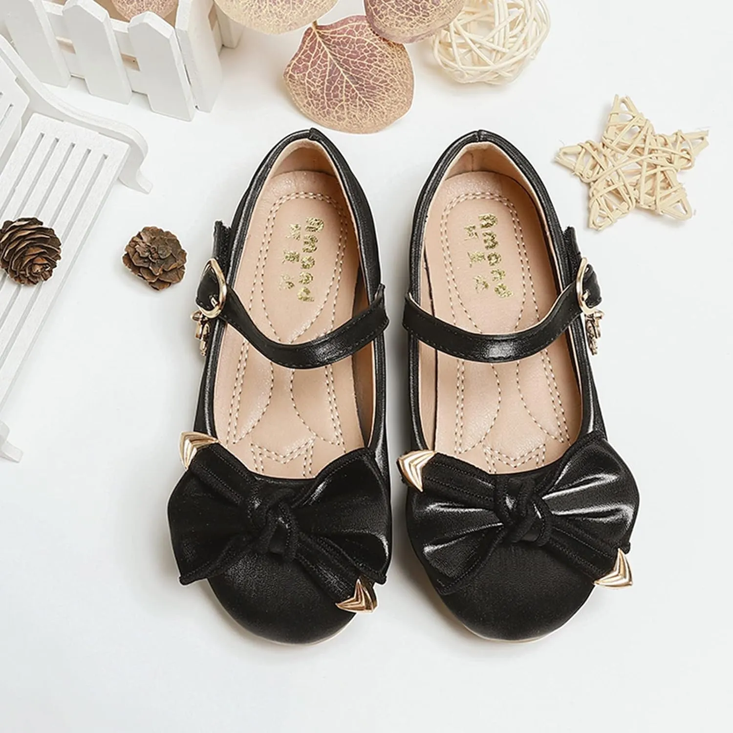 Children Shoes Leather Single Shoes Soft Soled Leather Shoes Bowknot Flower Single Shoes Small Shoes Kids Shoes Size 3