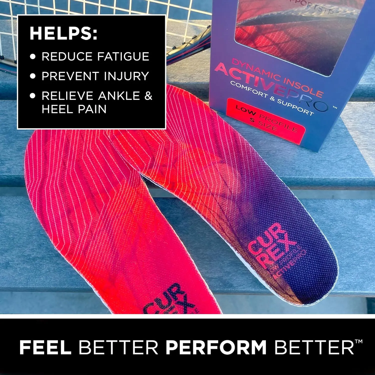 CURREX ActivePro Insoles for Basketball, Volleyball, Dance, Running & Other Sports Shoes – Arch Support Inserts to Help Reduce Fatigue & Ankle & Heel Pain – for Men & Women – Medium Arch, Small