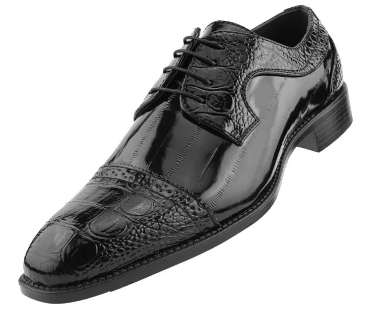Dallas Black Oxford Dress Shoes Eel Skin Vegan