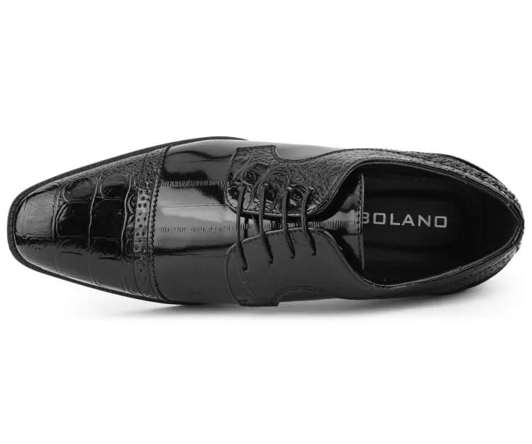Dallas Black Oxford Dress Shoes Eel Skin Vegan