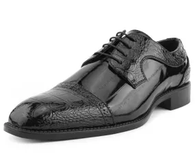 Dallas Black Oxford Dress Shoes Eel Skin Vegan