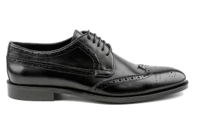 Debbano Koi Black Derby Shoes, Wingtip & Brogued Full Grain Leather Men's Derby Shoes, Men's Suit Shoes, Best Derby Shoes