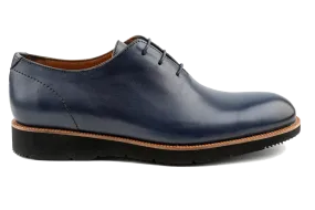 Debbano Ugo Wholecut Oxford Shoes, Crust Leather, Premium Lace-Up,Plain, Whole Cut Leather Shoes, Navy Oxfords, EVA Sole Oxfords