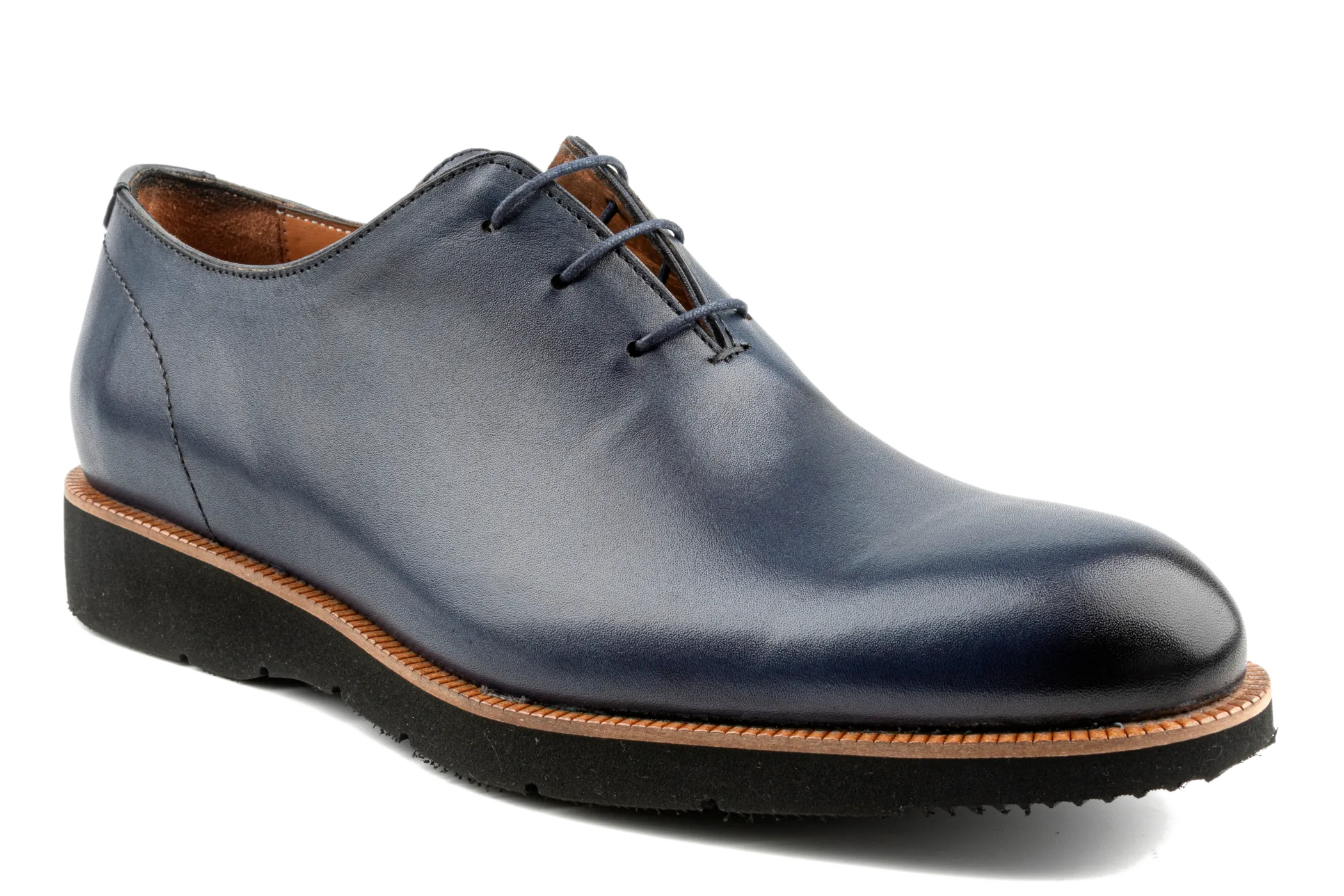 Debbano Ugo Wholecut Oxford Shoes, Crust Leather, Premium Lace-Up,Plain, Whole Cut Leather Shoes, Navy Oxfords, EVA Sole Oxfords