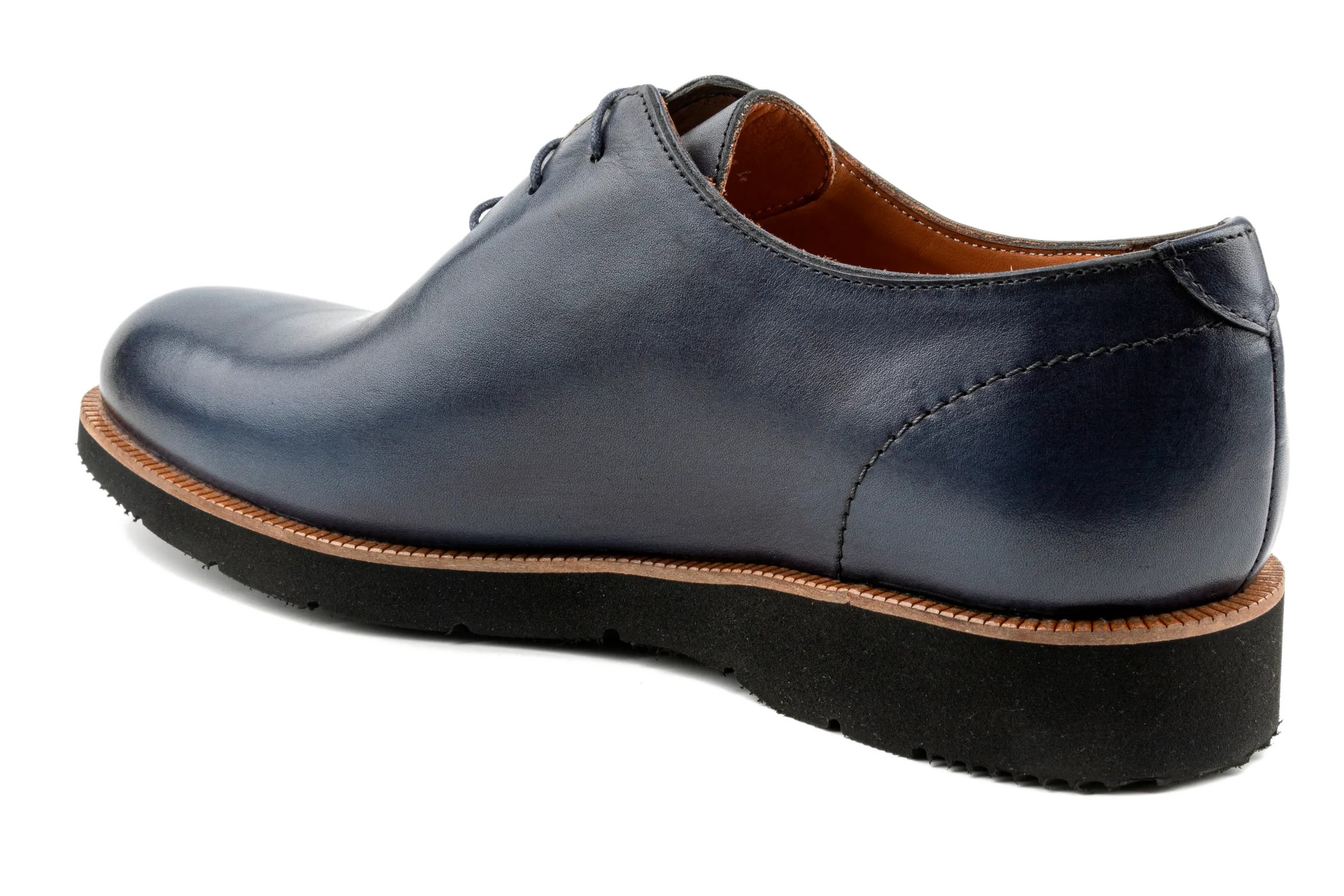Debbano Ugo Wholecut Oxford Shoes, Crust Leather, Premium Lace-Up,Plain, Whole Cut Leather Shoes, Navy Oxfords, EVA Sole Oxfords