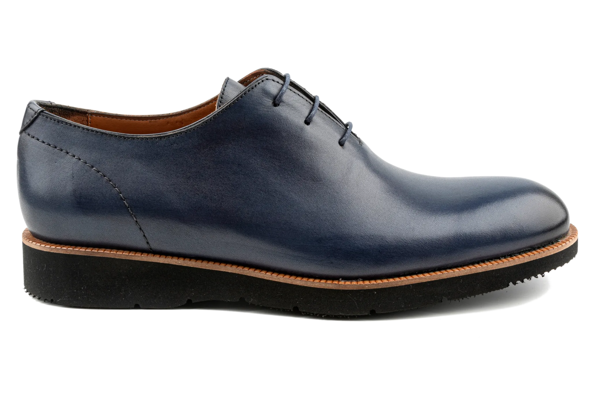 Debbano Ugo Wholecut Oxford Shoes, Crust Leather, Premium Lace-Up,Plain, Whole Cut Leather Shoes, Navy Oxfords, EVA Sole Oxfords