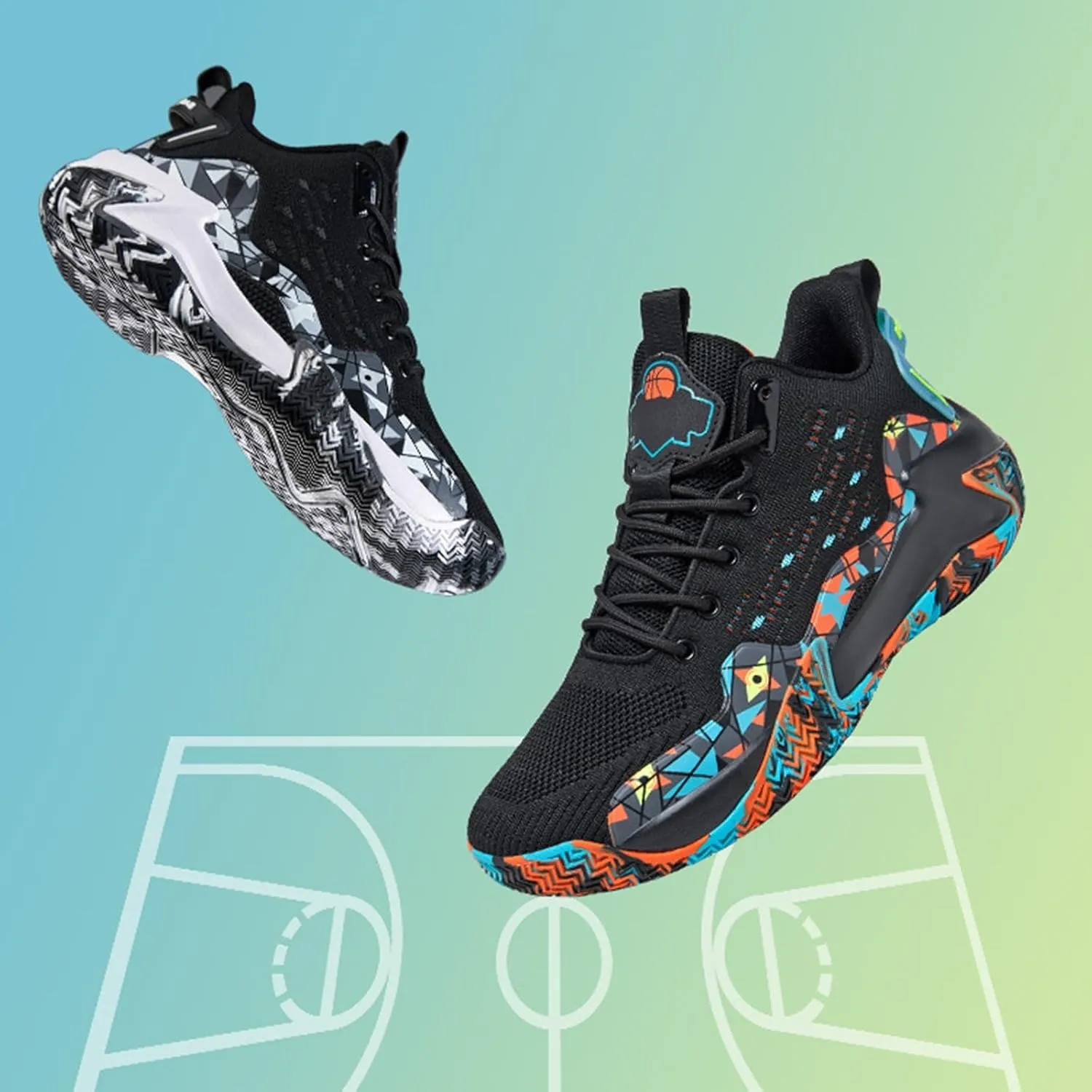 DHAEY Men's Basketball Shoes No-Slip Breathable Outdoor Shoes Fashion Graffiti Training Shoes (Color : C, Size : 9.5 Women/8 Men)