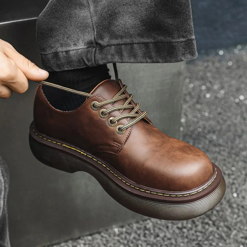 Fashion trend thick soled men's casual business leather shoes High quality versatile style Party Wedding height increasing shoes