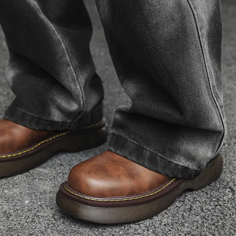 Fashion trend thick soled men's casual business leather shoes High quality versatile style Party Wedding height increasing shoes