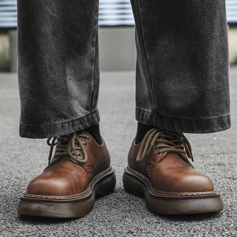 Fashion trend thick soled men's casual business leather shoes High quality versatile style Party Wedding height increasing shoes