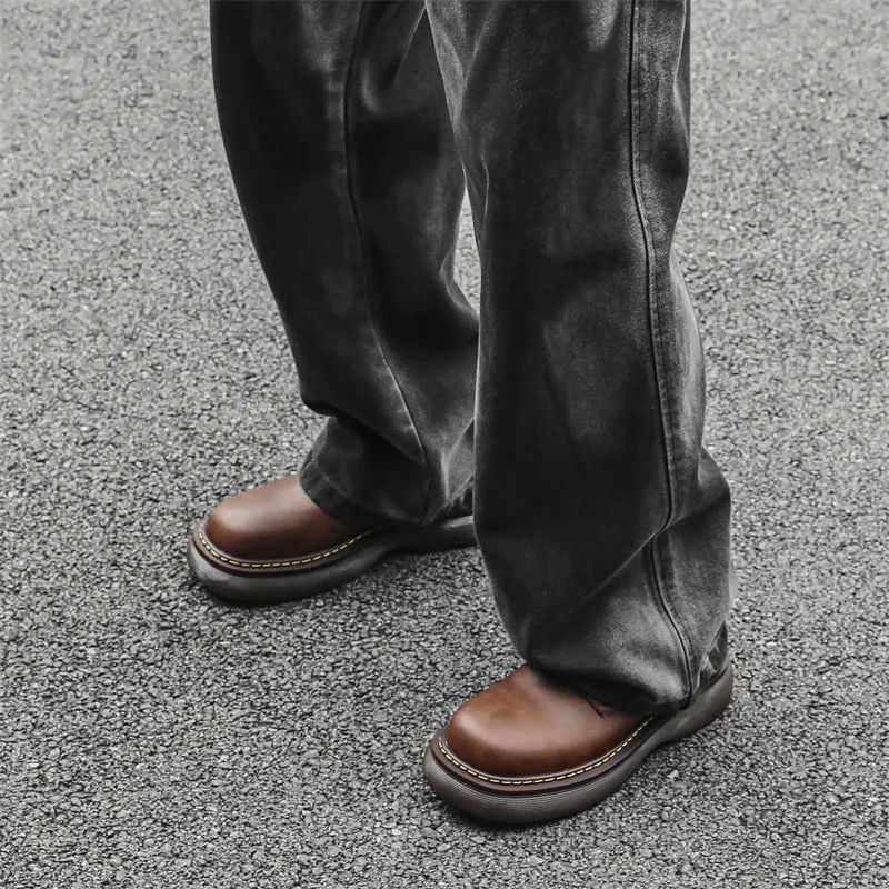 Fashion trend thick soled men's casual business leather shoes High quality versatile style Party Wedding height increasing shoes