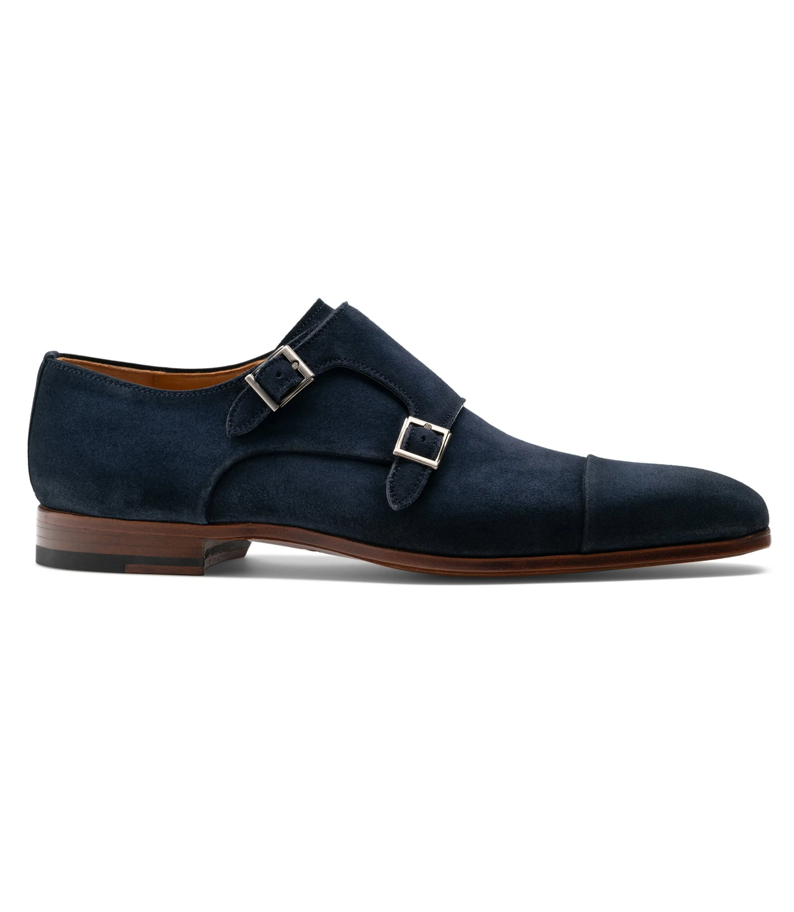 Height Increasing Blue Suede Gariton Monk Strap Shoes