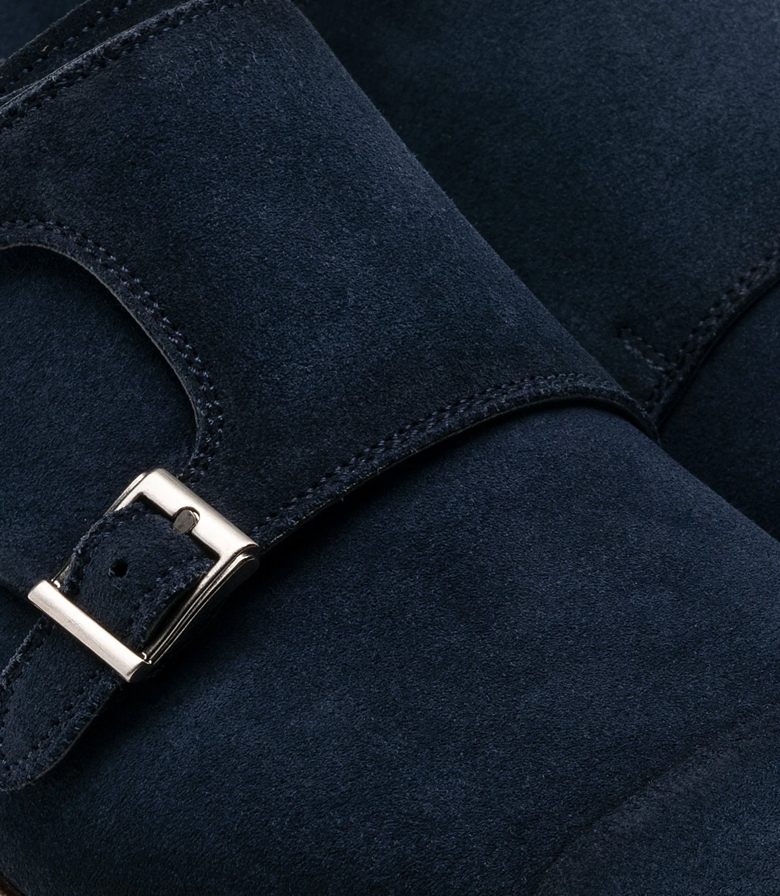 Height Increasing Blue Suede Gariton Monk Strap Shoes