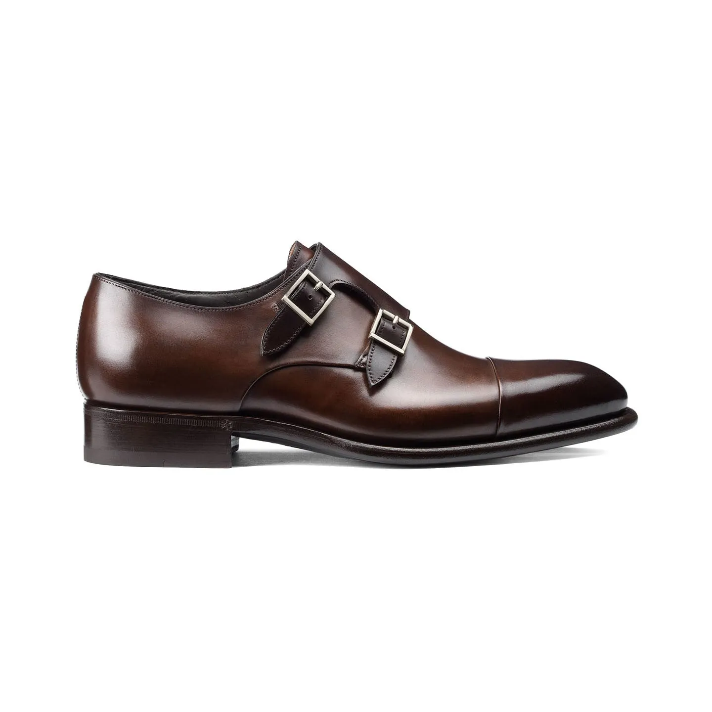 Height Increasing Brown Leather Castle Monk Straps - Formal Shoes