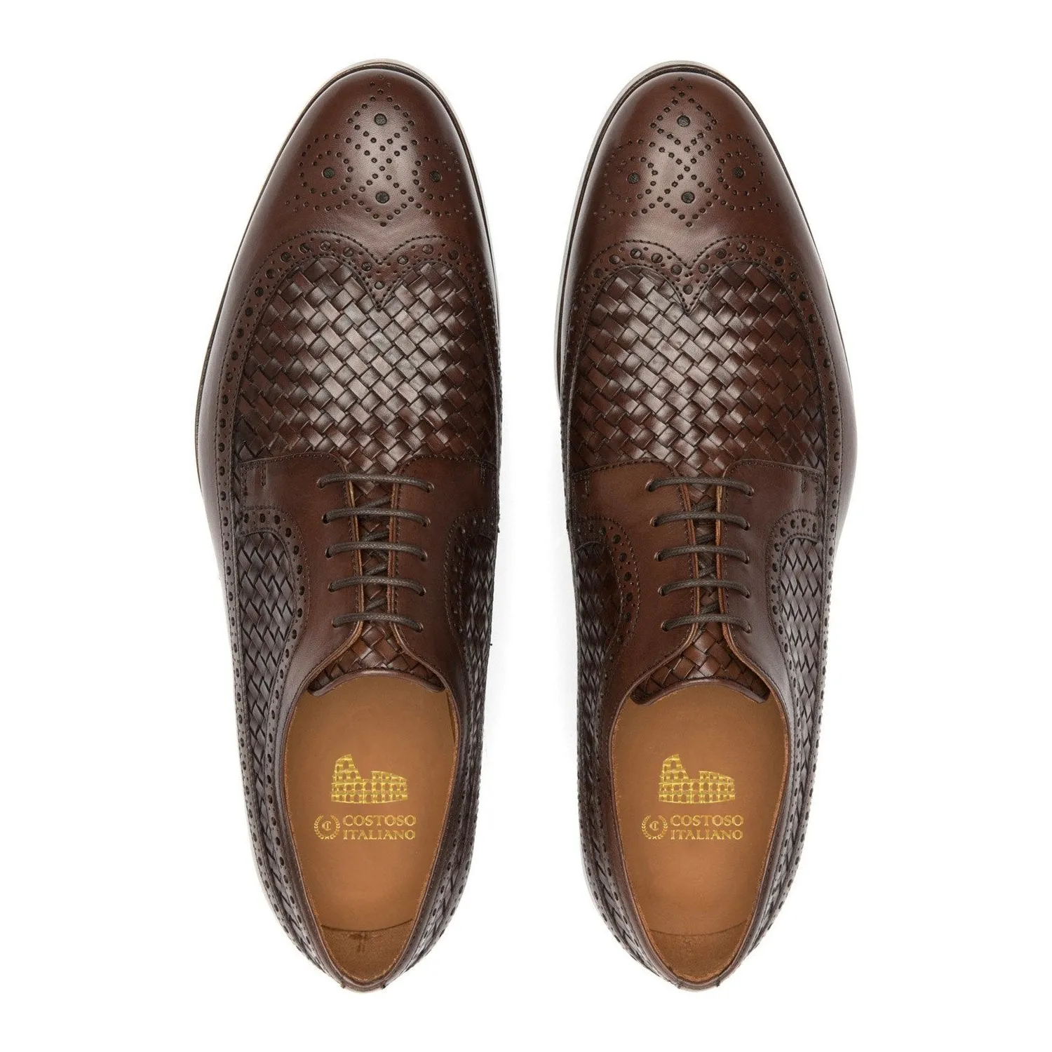 Height Increasing Brown Leather Norwood Brogue Derby Shoes