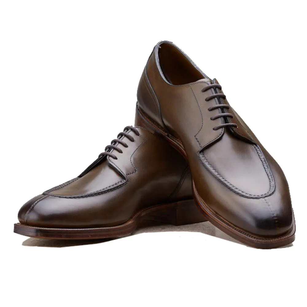 Height Increasing Olive Green Leather Hamlet Derby Shoes