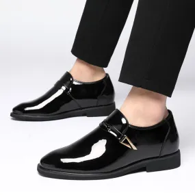 Hnzxzm Fashion Height Increasing Shoes Men Patent Leather Shoes Brand Mens Casual Shoes Black Footwear A4456