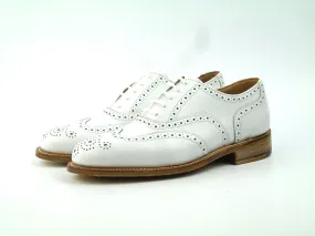 Ladies Full Brogues - White Aniline