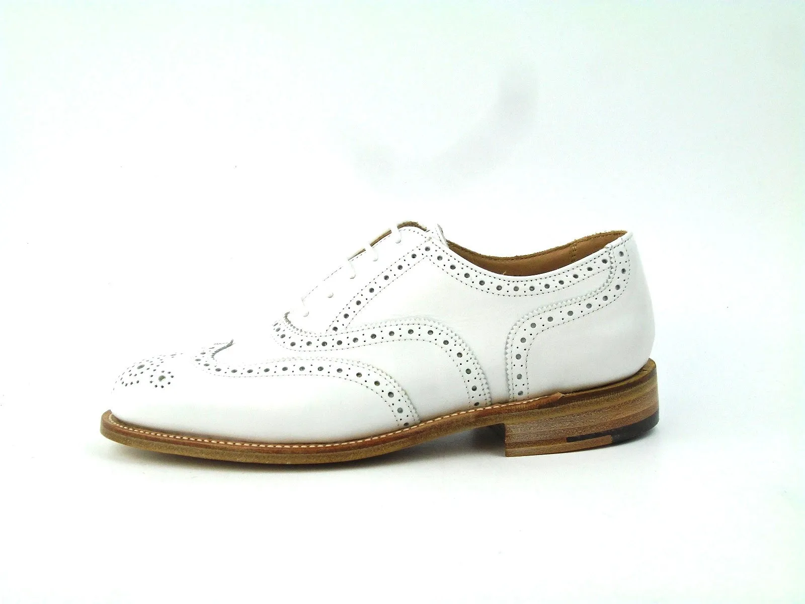 Ladies Full Brogues - White Aniline