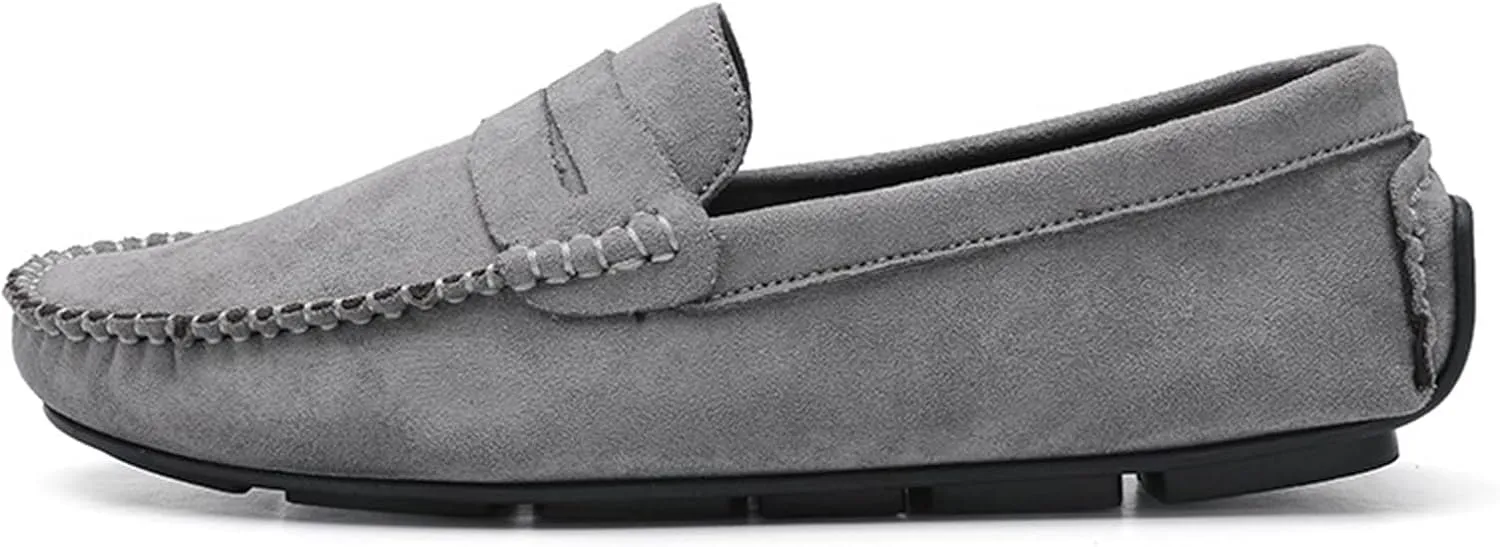 Loafers for Men Suede Vamp Penny Loafer Stitching Details Round Toe Slip Resistant Comfortable Anti-Slip Prom Slip-on
