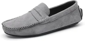 Loafers for Men Suede Vamp Penny Loafer Stitching Details Round Toe Slip Resistant Comfortable Anti-Slip Prom Slip-on