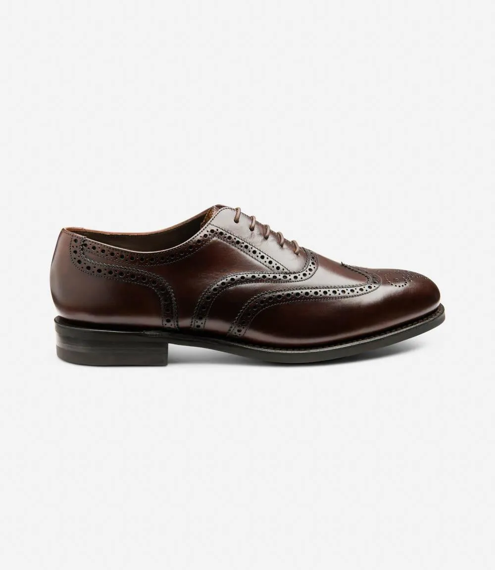 LOAKE 302 BROWN LEATHER OXFORD BROGUE RUBBER SOLE G-WIDE