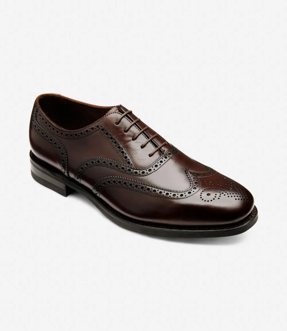 LOAKE 302 BROWN LEATHER OXFORD BROGUE RUBBER SOLE G-WIDE