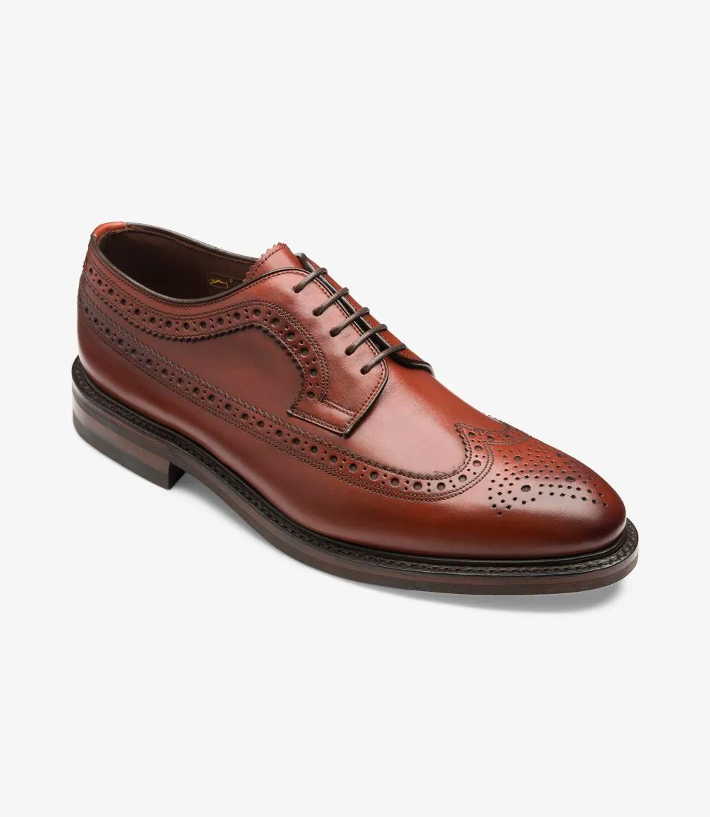 LOAKE BIRKDALE CONKER BROWN DERBY BROGUE RUBBER SOLE F-MEDIUM