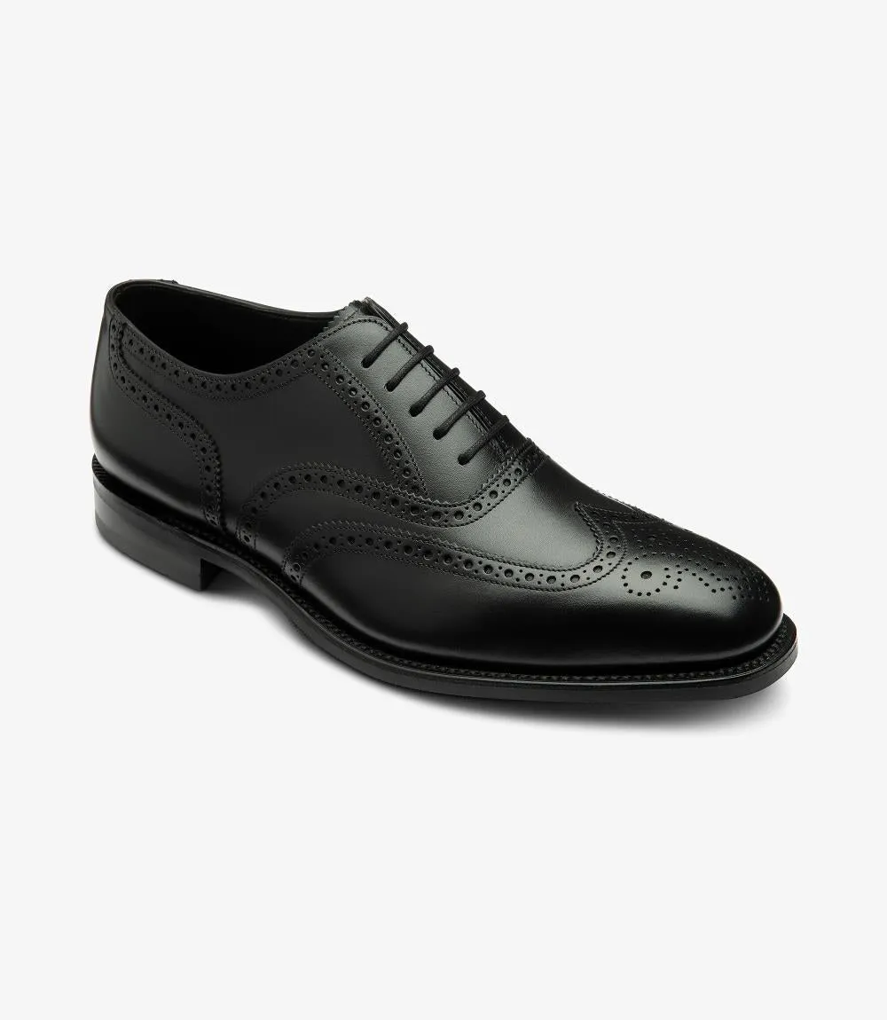 LOAKE BUCKINGHAM BLACK OXFORD BROGUE RUBBER SOLE G-WIDE