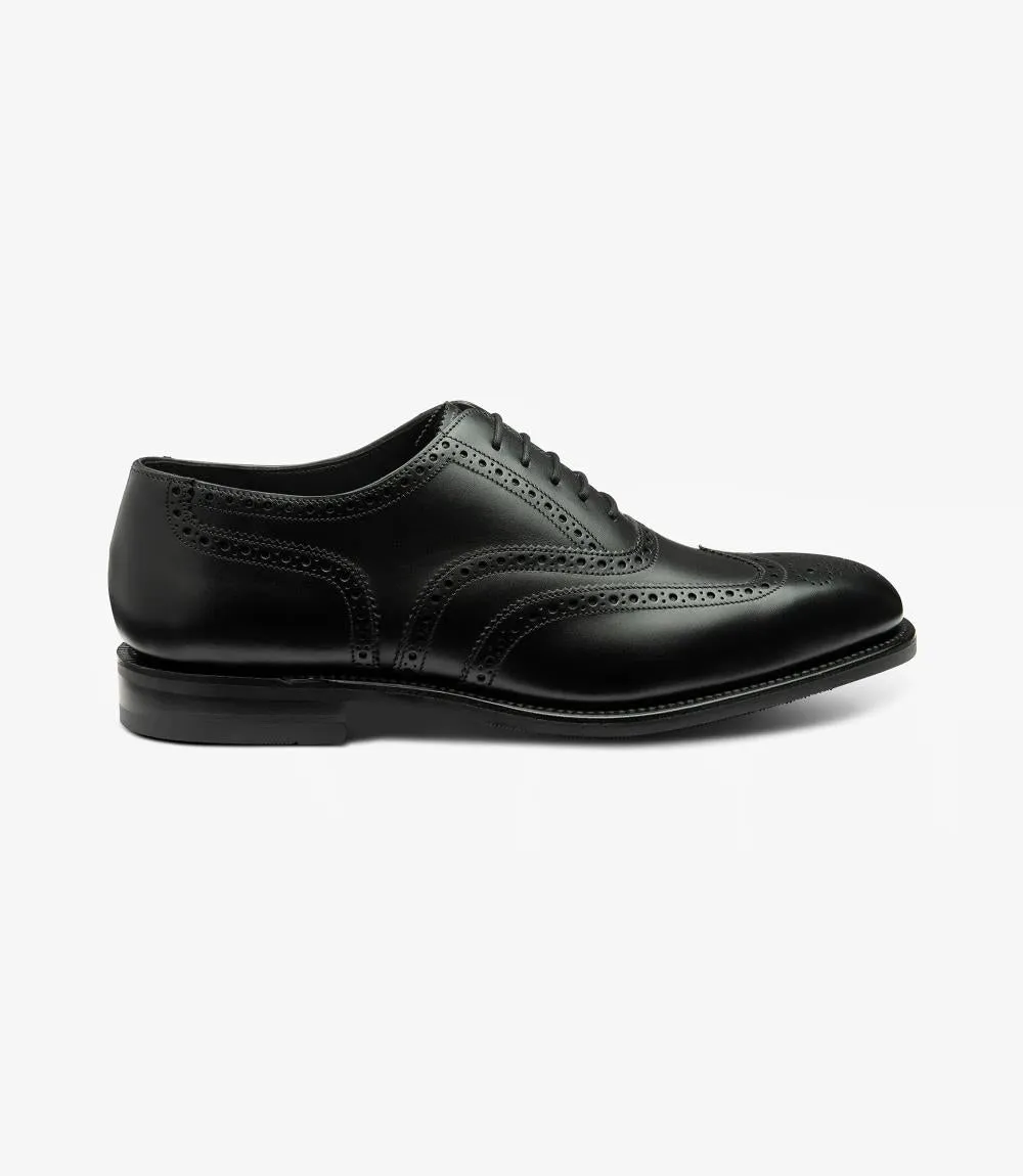 LOAKE BUCKINGHAM BLACK OXFORD BROGUE RUBBER SOLE G-WIDE
