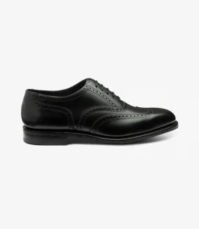 LOAKE BUCKINGHAM BLACK OXFORD BROGUE RUBBER SOLE G-WIDE
