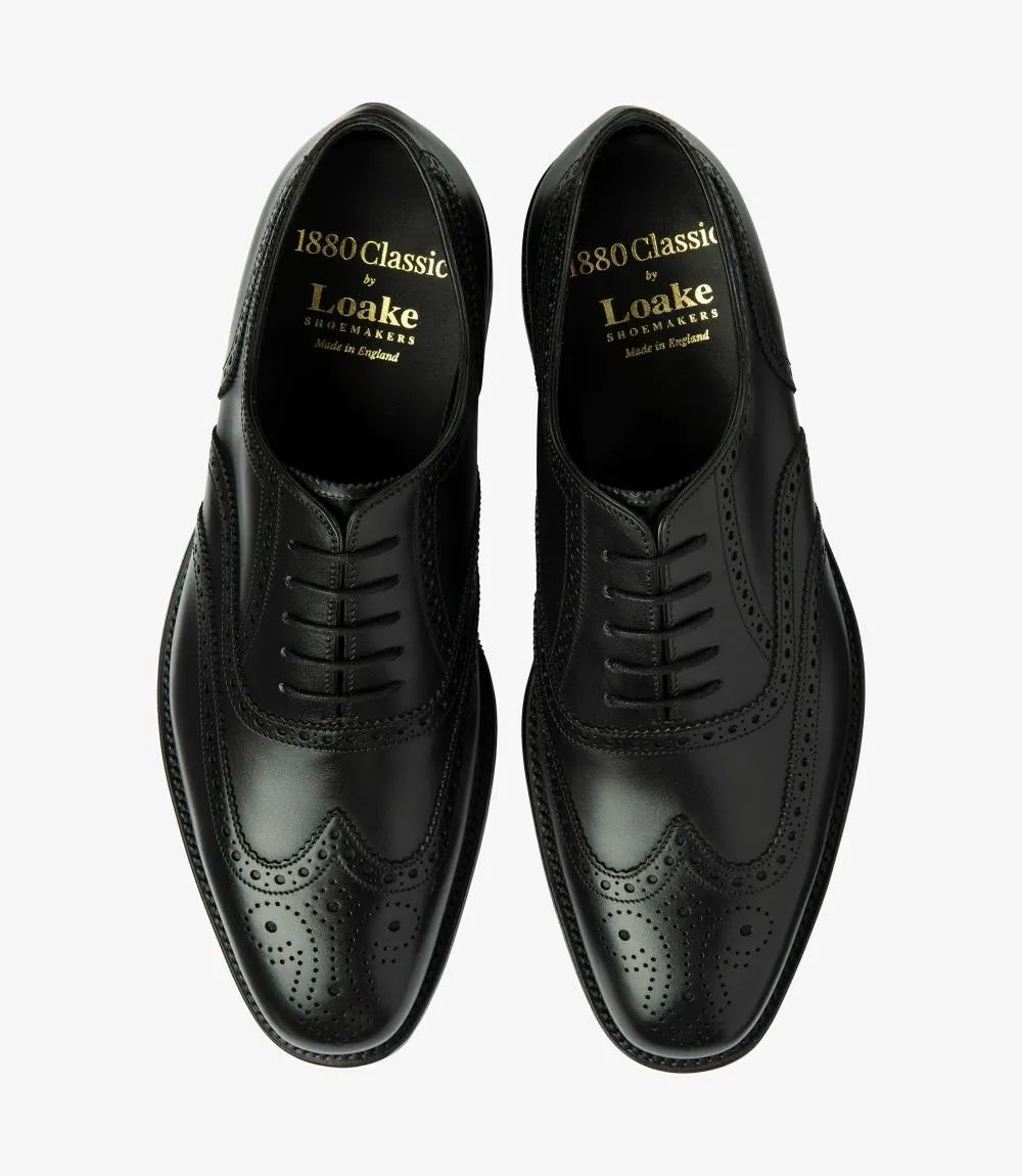 LOAKE BUCKINGHAM BLACK OXFORD BROGUE RUBBER SOLE G-WIDE