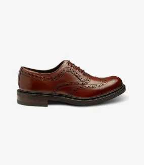 LOAKE EDWARD MAHOGANY OXFORD BROGUE RUBBER SOLE G-WIDE