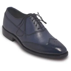 Men Oxford Blue Two-Tone Leather Shoes with Brogue Wingtip