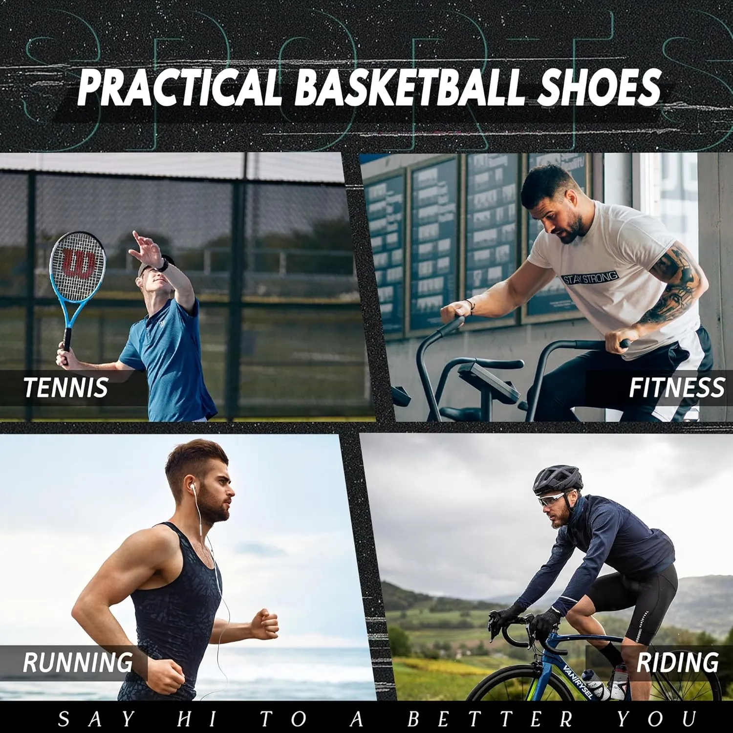 Men's Basketball Shoes Lightweight Breathable Non-Slip Outdoor Courts Training