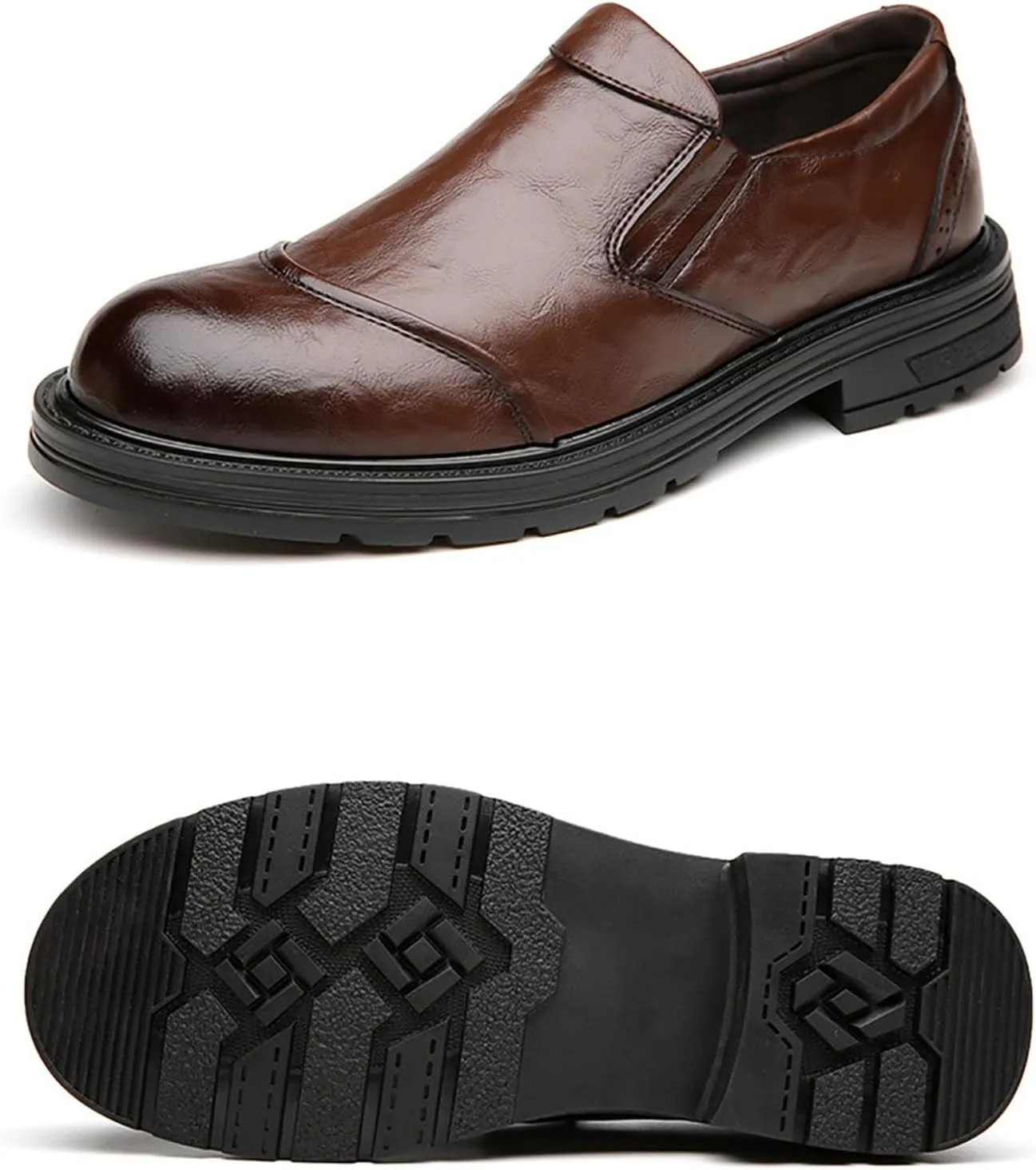 Mens Casual Dress Shoes Quality Breathable Slip On Leather Shallow Soft Leather Office Business Shoes Driving