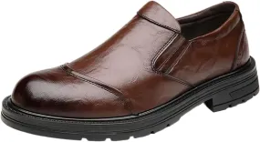 Mens Casual Dress Shoes Quality Breathable Slip On Leather Shallow Soft Leather Office Business Shoes Driving
